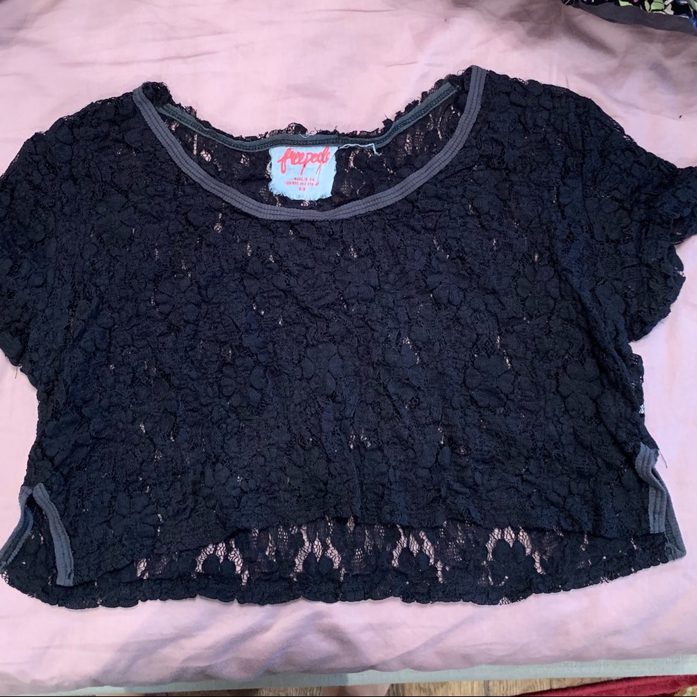 Free people lace crop top black size S/M